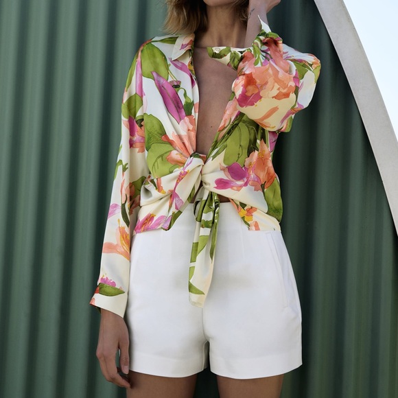 Zara Tops Zara Satin Effect Floral Print Blouse Poshmark